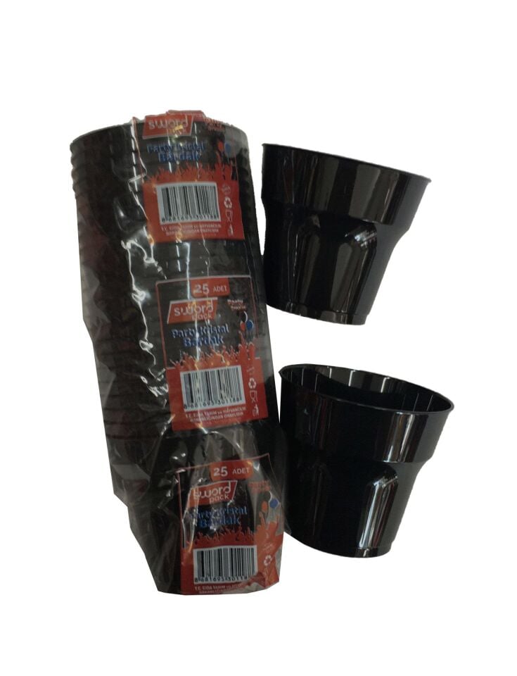 BARDAK PLASTİK KRİSTAL SİYAH 25Lİ