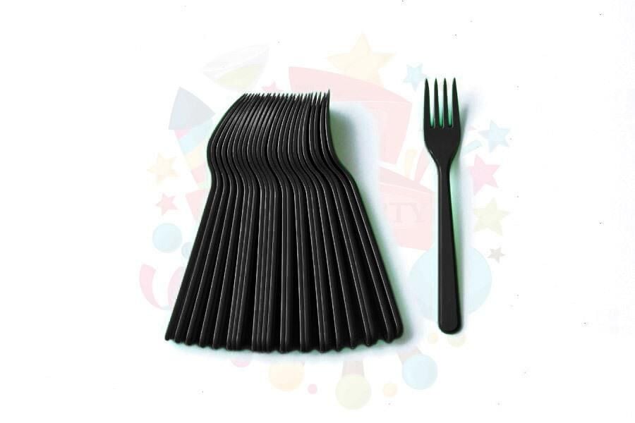 ÇATAL PLASTİK KRİSTAL SİYAH 25 Lİ