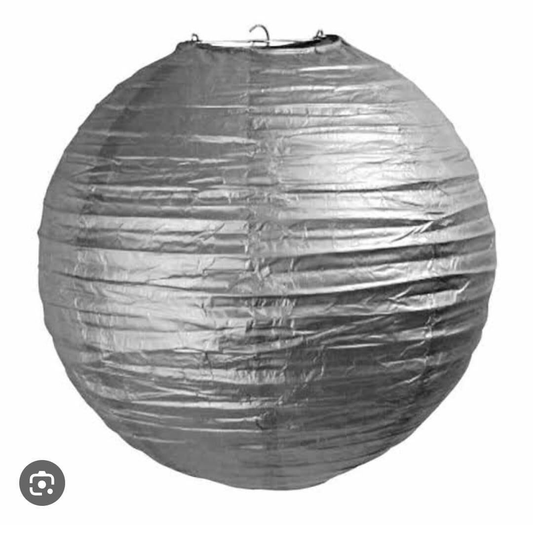 ÇİN FENERİ 30CM DÜZ RENK GÜMÜŞ