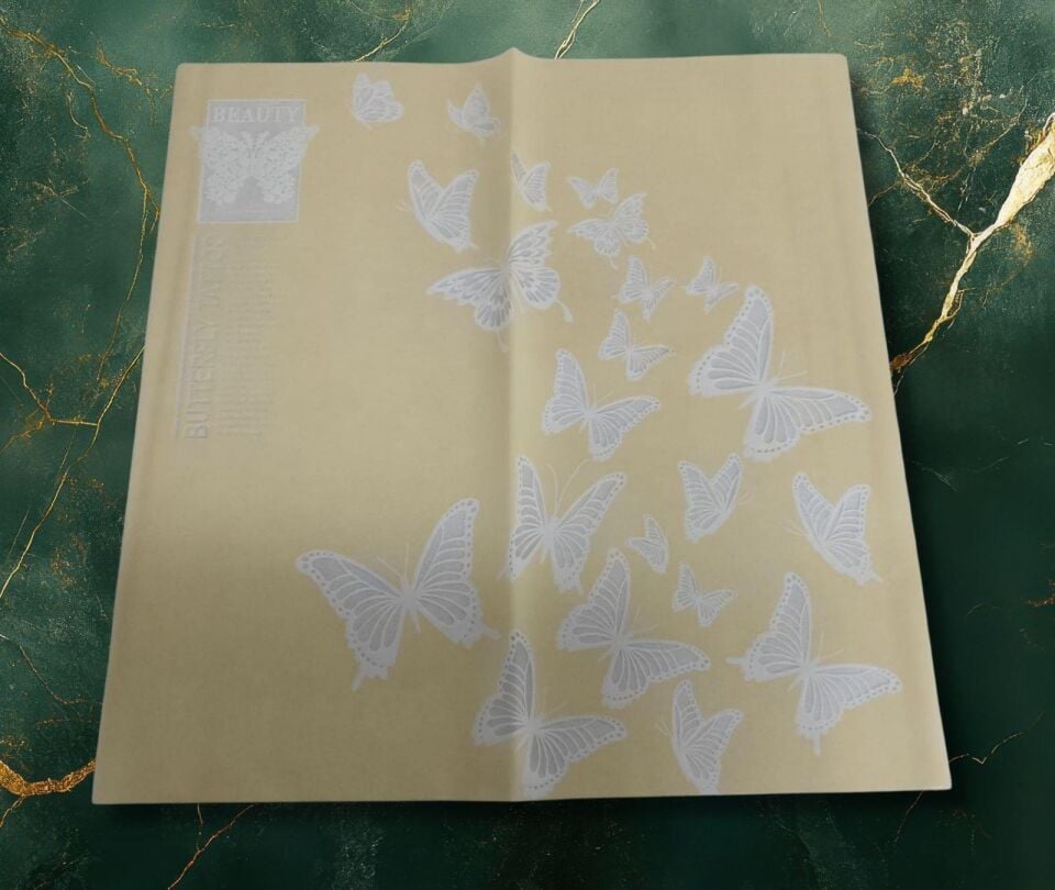 BUKETLİK PP MAT KELEBEK BASKILI SARI 58*58 20 Lİ