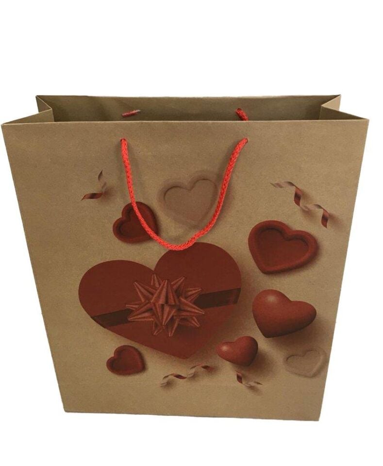 ÇANTA KARTON KRAFT BASKILI KALPLİ 35*42 10 LU