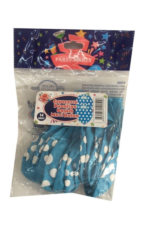 BALON PERAKENDE BASKILI Ç.Ç.MAVİ PUANLI 14 LÜ