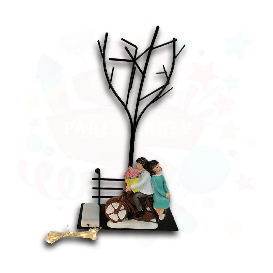 HEDİYELİK SÜS BİSİKLETLİ AŞIKLAR PERİ LED IŞIKLI