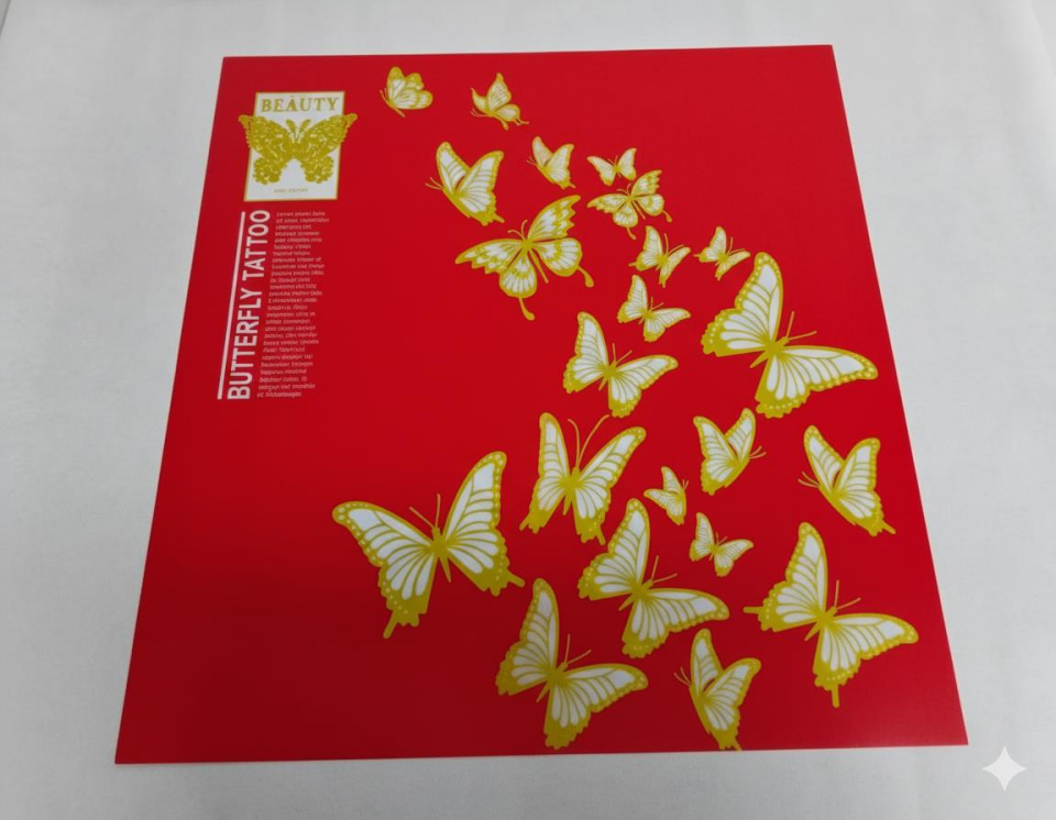 BUKETLİK PP MAT KELEBEK BASKILI KIRMIZI 58*5820 Lİ