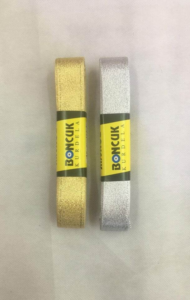 KURDELE SATEN 10 MT 2 CM SİMLİ  ALTIN-GÜMÜŞ