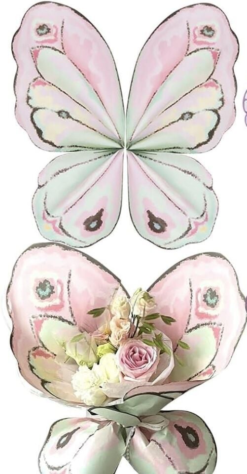BUKETLİK KAĞIT KELEBEK PEMBE 10 LU SET