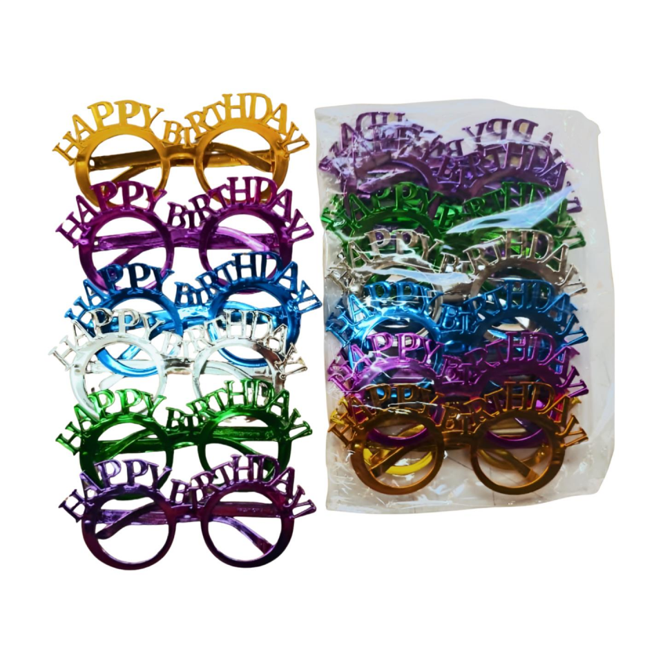 GÖZLÜK METALİK HAPPY BRITHDAY KİRPİK 12 Lİ