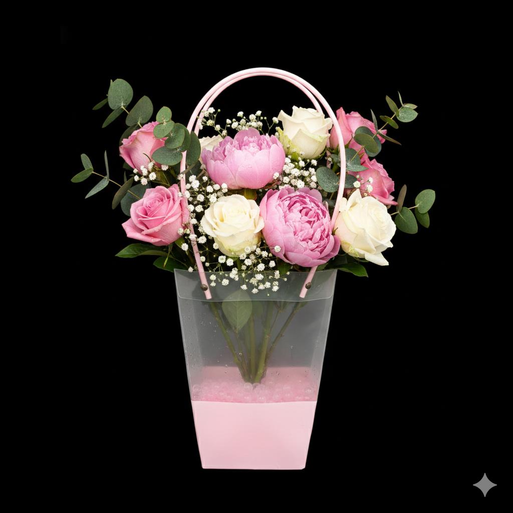 ÇANTA ŞEFFAF PVC PEMBE 20*17*10 10 LU