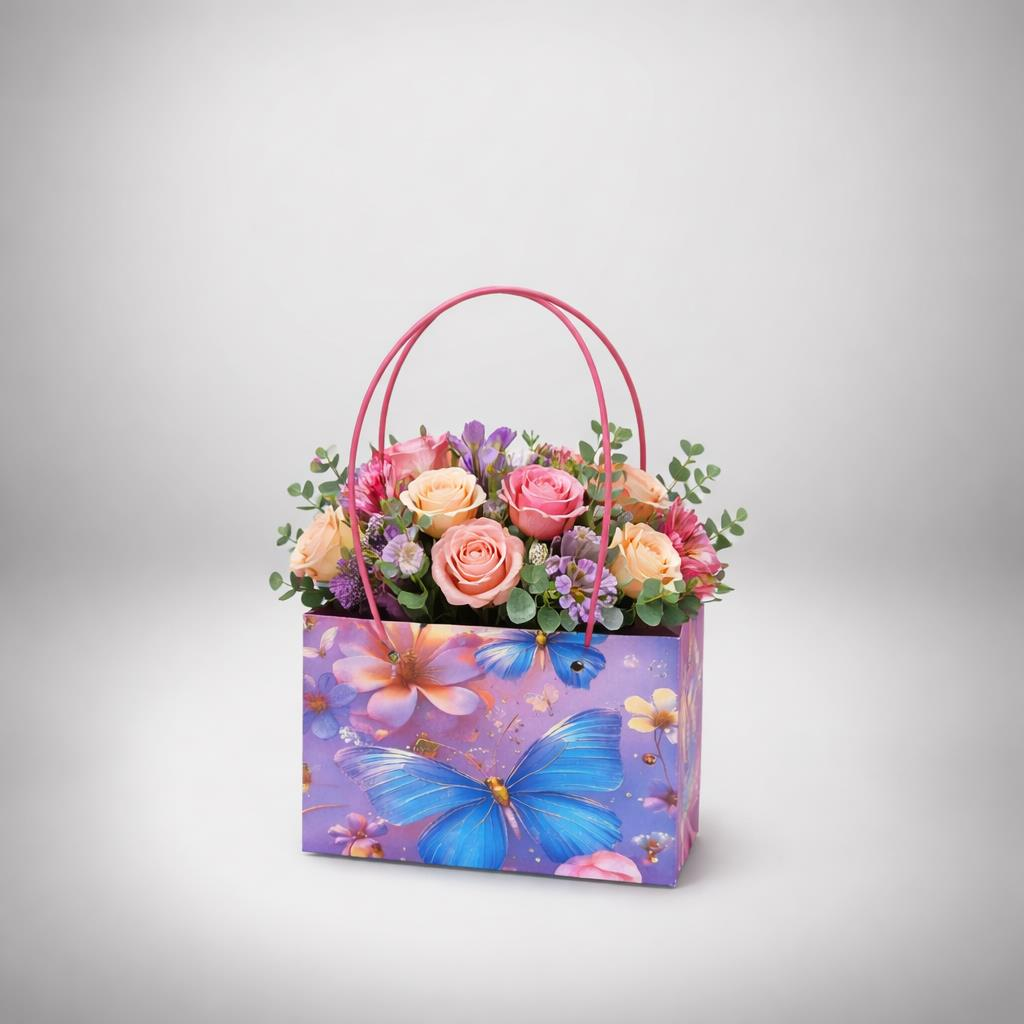 ÇANTA KARTON PLASTİK SAPLI 22*10.5*13,5 B.KELEBEK