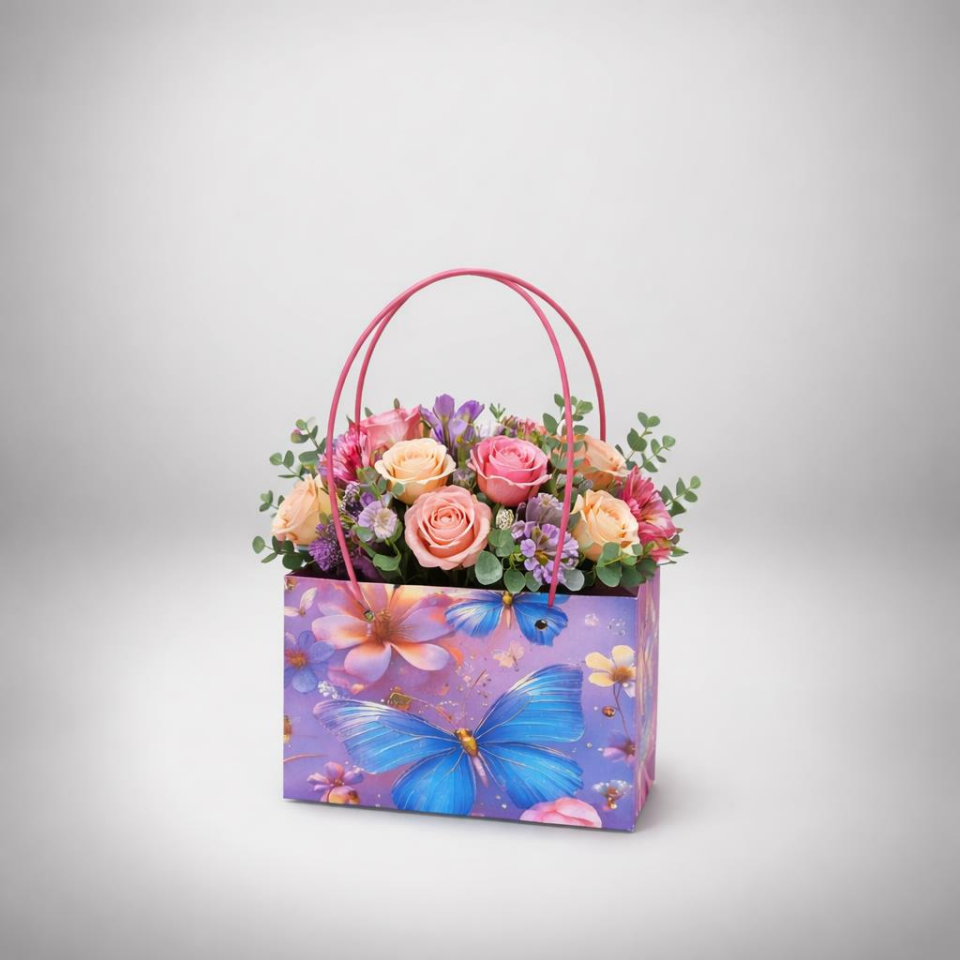 ÇANTA KARTON PLASTİK SAPLI 22*10.5*13,5 B.KELEBEK