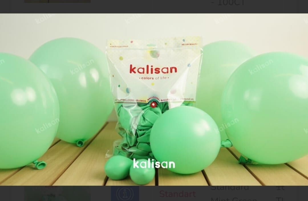 BALON 12'' DÜZ RENK MİNT GREEN 100'LÜ KALİSAN