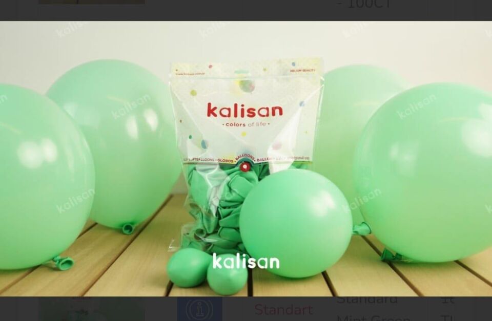 BALON 12'' DÜZ RENK MİNT GREEN 100'LÜ KALİSAN
