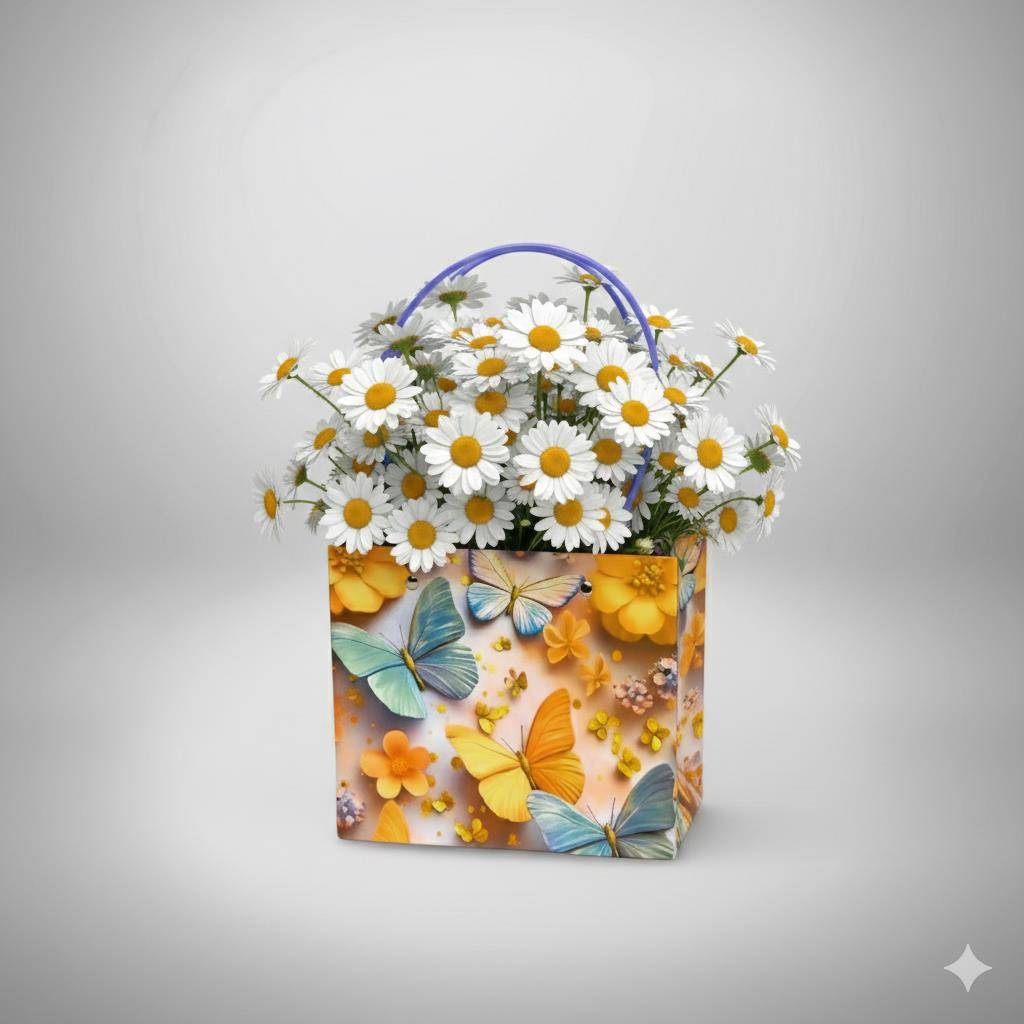 ÇANTA KARTON PLASTİK SAPLI 22*10.5*13,5 K.KELEBEK