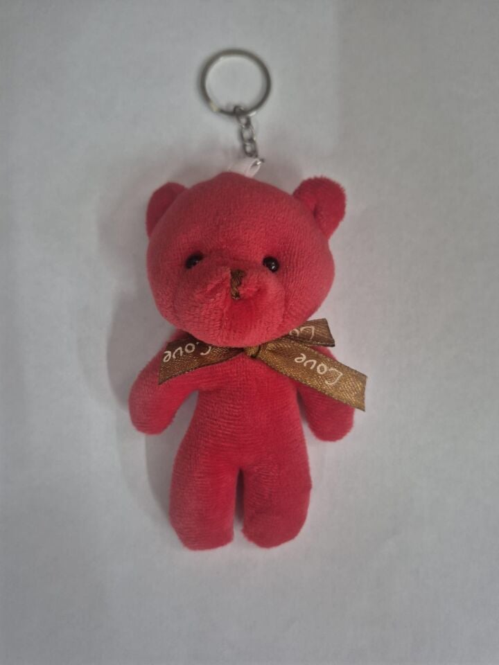 ANAHTARLIK PELUŞ AYICIK 12 Lİ KIRMIZI