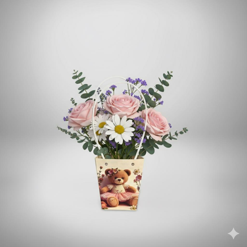 ÇANTA KARTON PLASTİK SAPLI 13*9.5*15.5 CM AYICIKLI