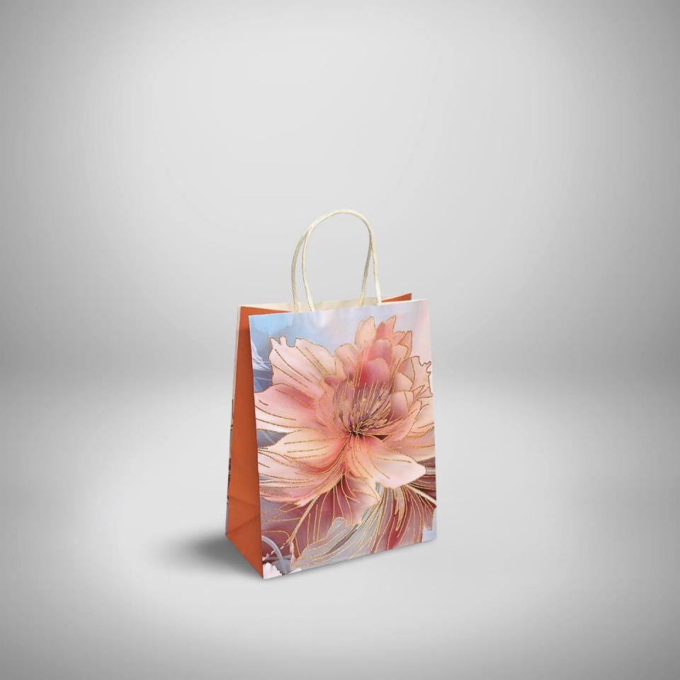 ÇANTA İTHAL İP SAPLI ÇİÇEK DESENLİ 21*27*11 12 Lİ