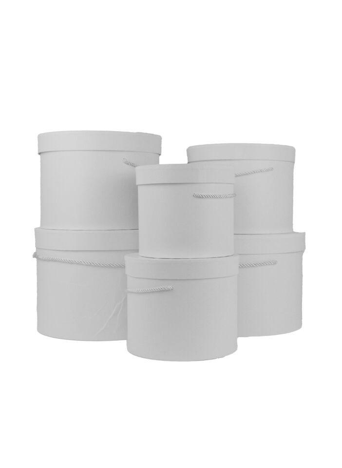 KUTU SİLİNDİR İPLİ 6 LI SET  BEYAZ