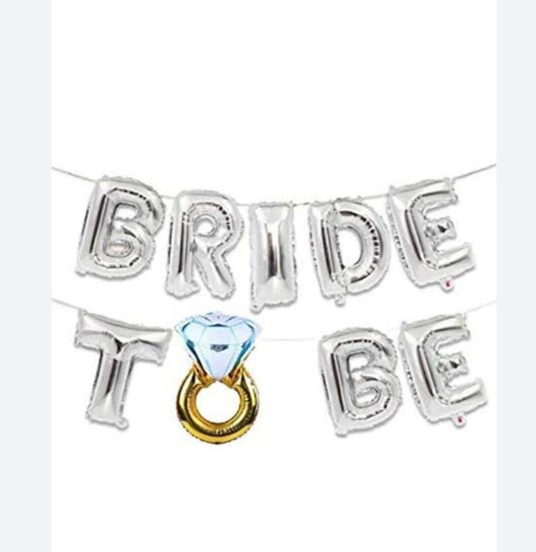 BALON FOLYO BRIDE TO BE YAZI SET 16'' İPLİ SILVER