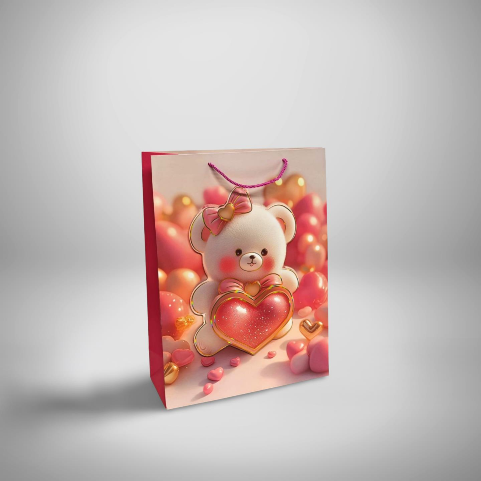 ÇANTA İTHAL İP SAPLI AYICIK DESENLİ 31*42*12 12 Lİ