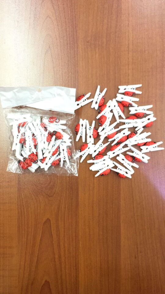 MANDAL RENKLİ UĞUR BÖCEKLİ 25 Lİ BEYAZ