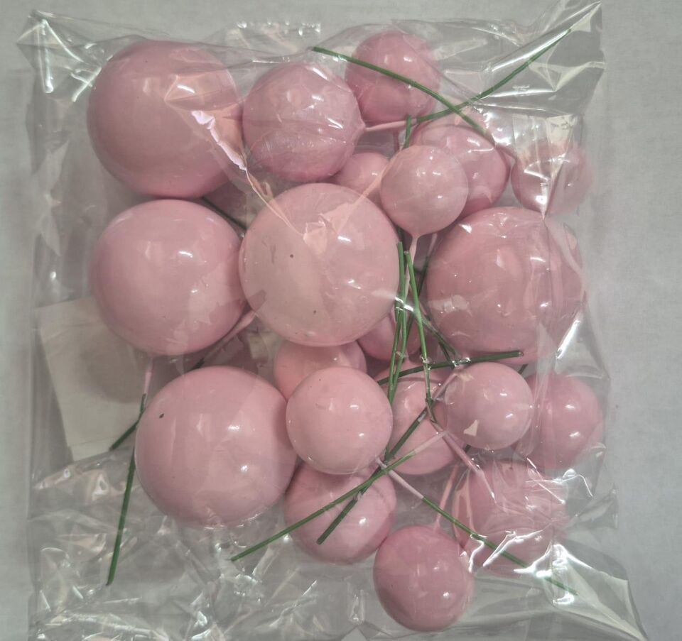 SÜS TELLİ TOP 2-2,5-3-4 CM 20 Lİ PAKET PEMBE