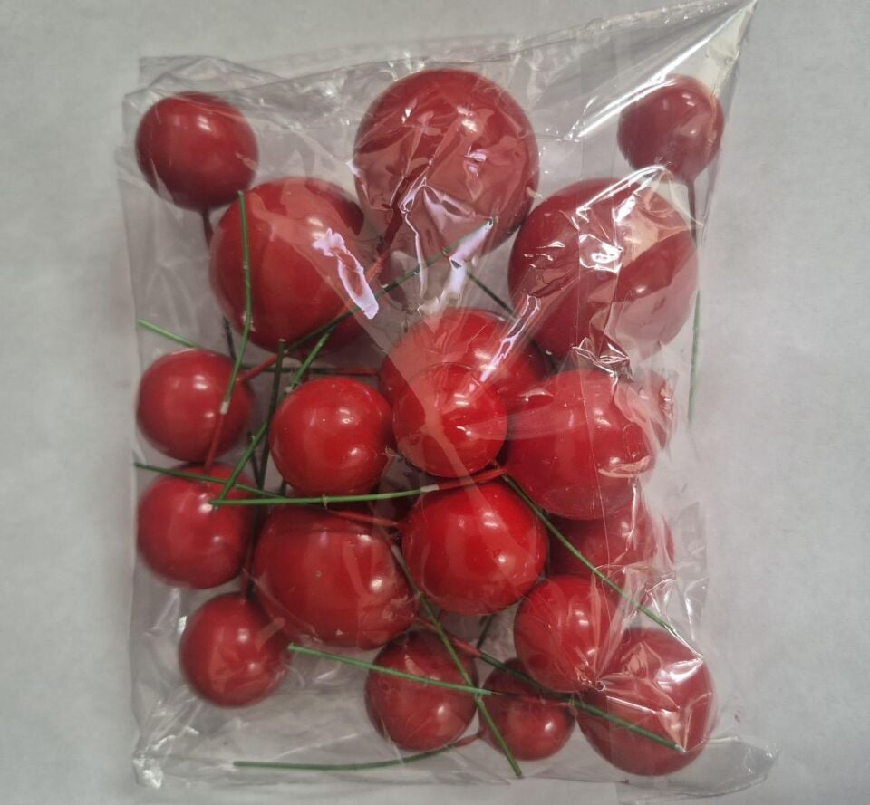 SÜS TELLİ TOP 2-2,5-3-4 CM 20 Lİ PAKET KIRMIZI