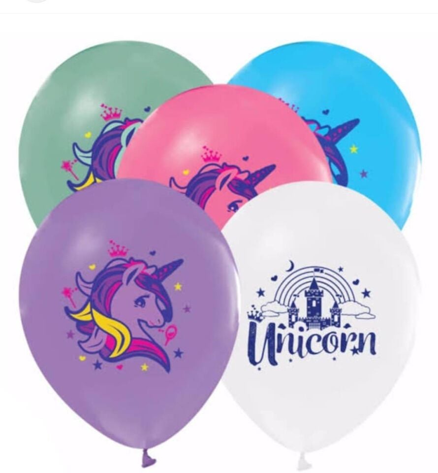 BALON BASKILI  UNICORN KARIŞIK  100'LÜ