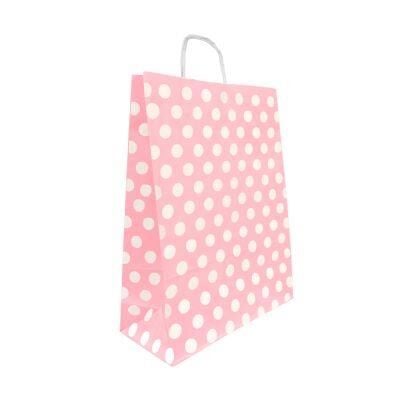 ÇANTA B.KRAFT BÜKÜM SAPLI PEMBE PUANLI 25*31cm25Lİ