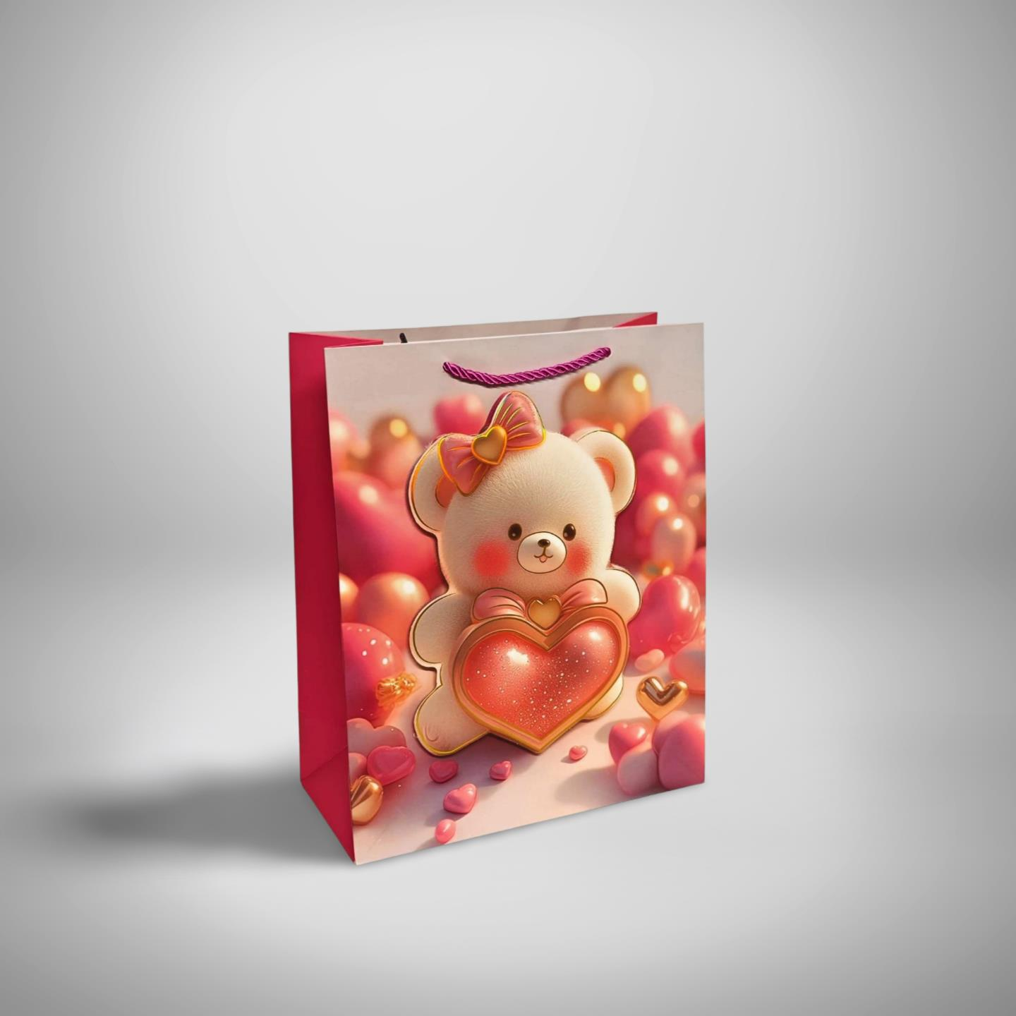 ÇANTA İTHAL İP SAPLI AYICIK DESENLİ 26*32*10 12 Lİ