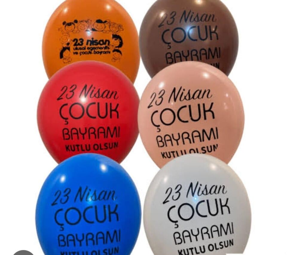 BALON BASKILI 23 NİSAN KARIŞIK RENKLİ 100'LÜ