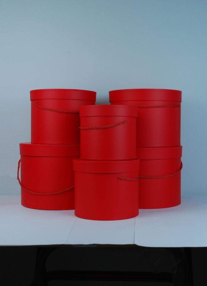 KUTU SİLİNDİR İPLİ 6 LI SET KIRMIZI