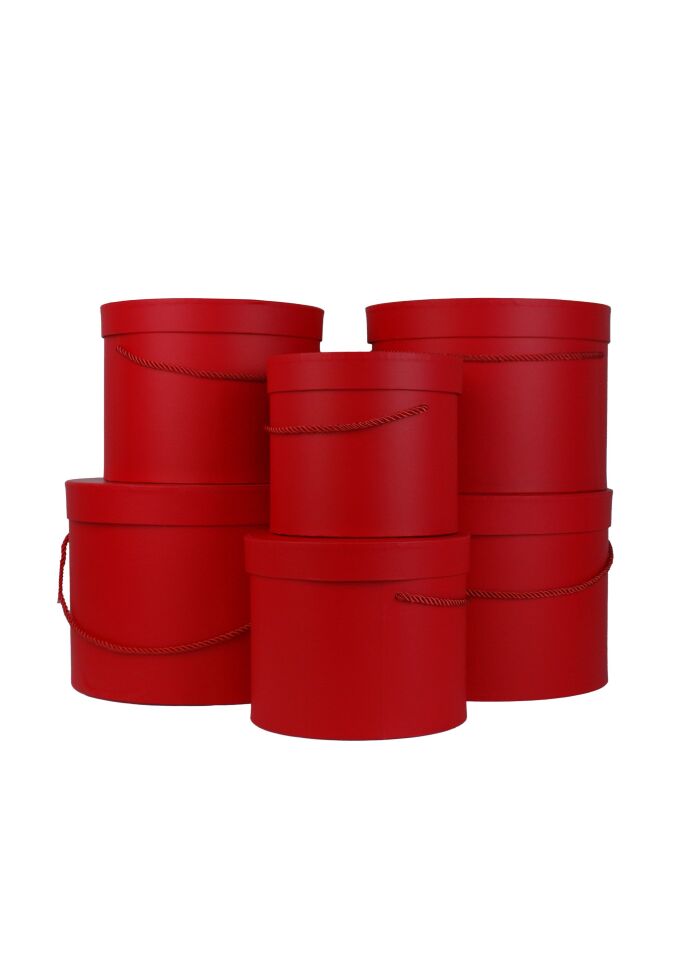 KUTU SİLİNDİR İPLİ 6 LI SET KIRMIZI