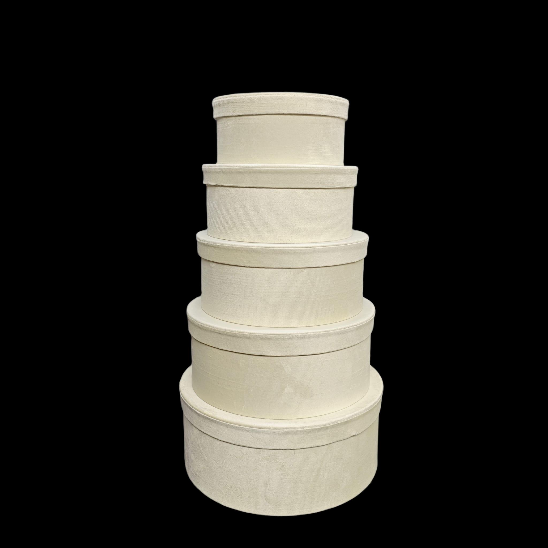 KUTU SİLİNDİR KADİFE KAPLI KREM 5 Lİ  SET