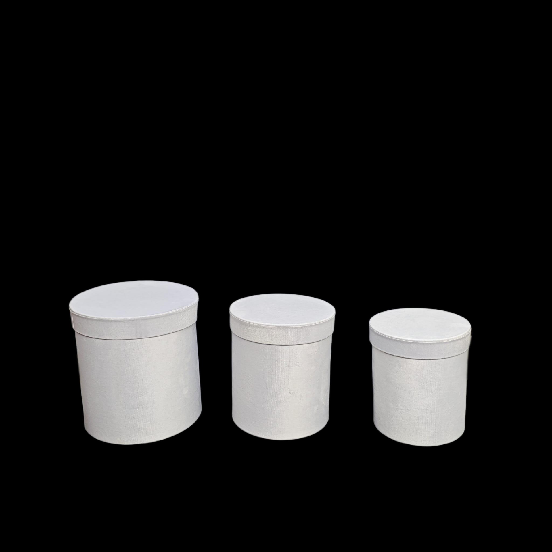 KUTU SİLİNDİR KADİFE KAPLI BEYAZ 3 LÜ SET