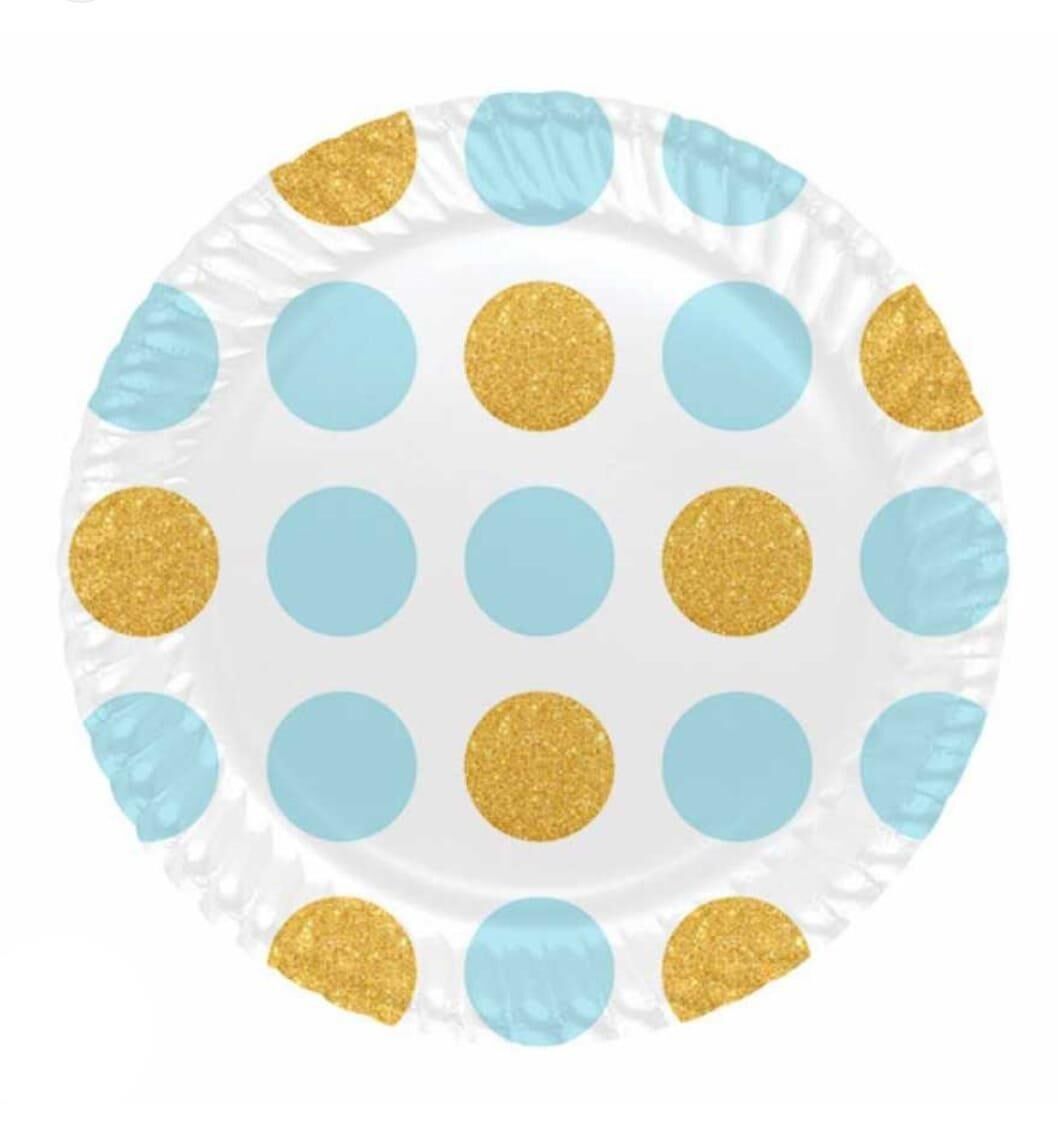 TABAK KARTON MAVİ-ALTIN BÜYÜK PUANLI 23CM 8Lİ