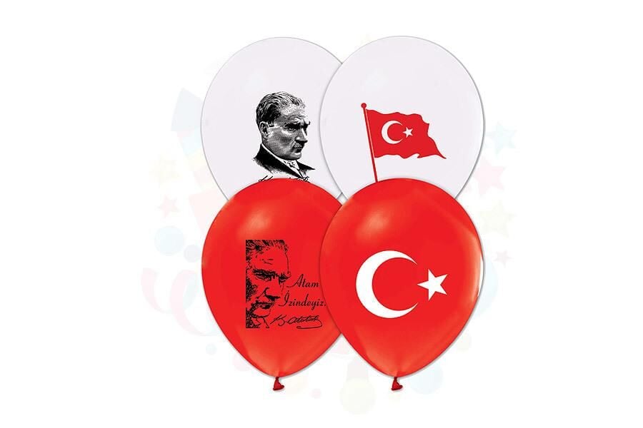 BALON BASKILI  ATATÜRK  100'LÜ (21 CM) GEMAR