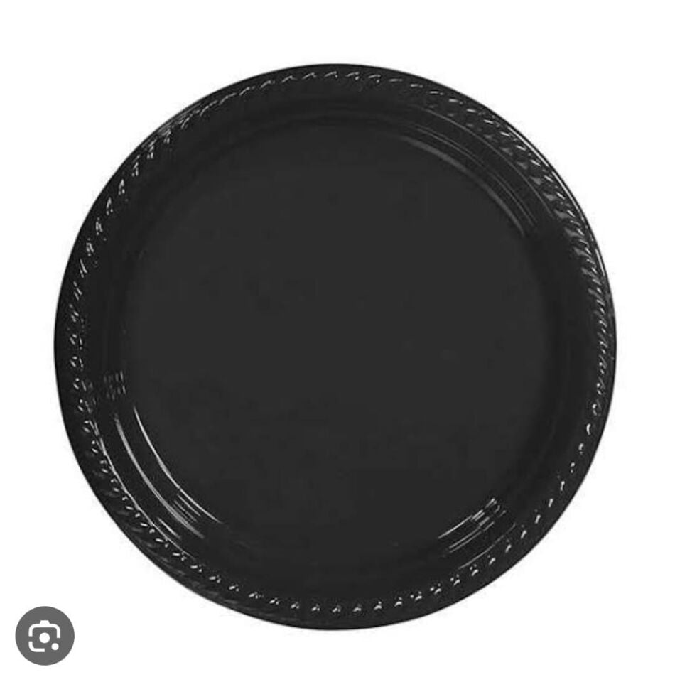 TABAK PLASTİK DÜZ RENKLİ 22cm.25'Lİ SİYAH