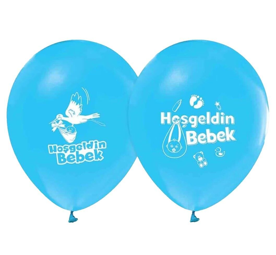 BALON BASKILI HOŞGELDİN BEBEK MAVİ 100'LÜ