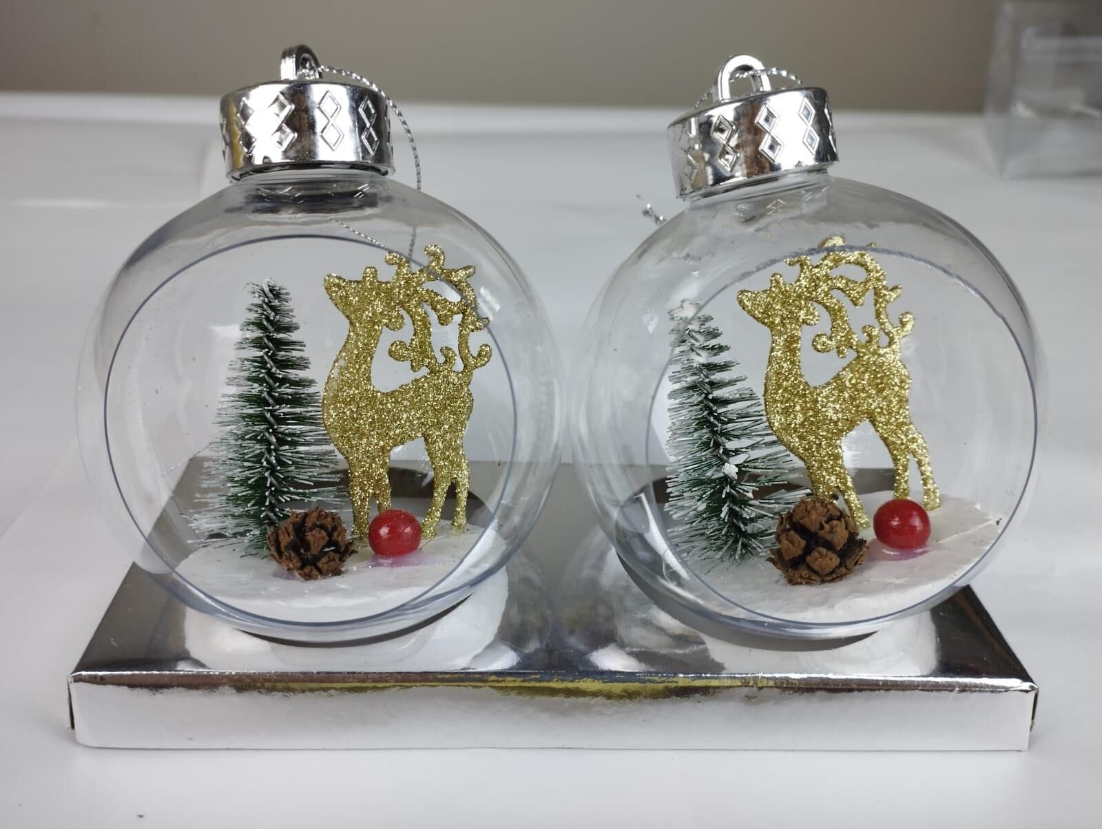 TOP SÜS 8 CM TERARYUM NOEL DEKORLU  2 Lİ