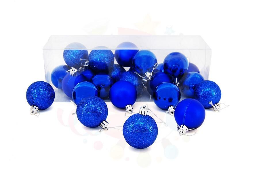 TOP SÜS 6 CM MAT-MET.-SİMLİ 24 LÜ MAVİ