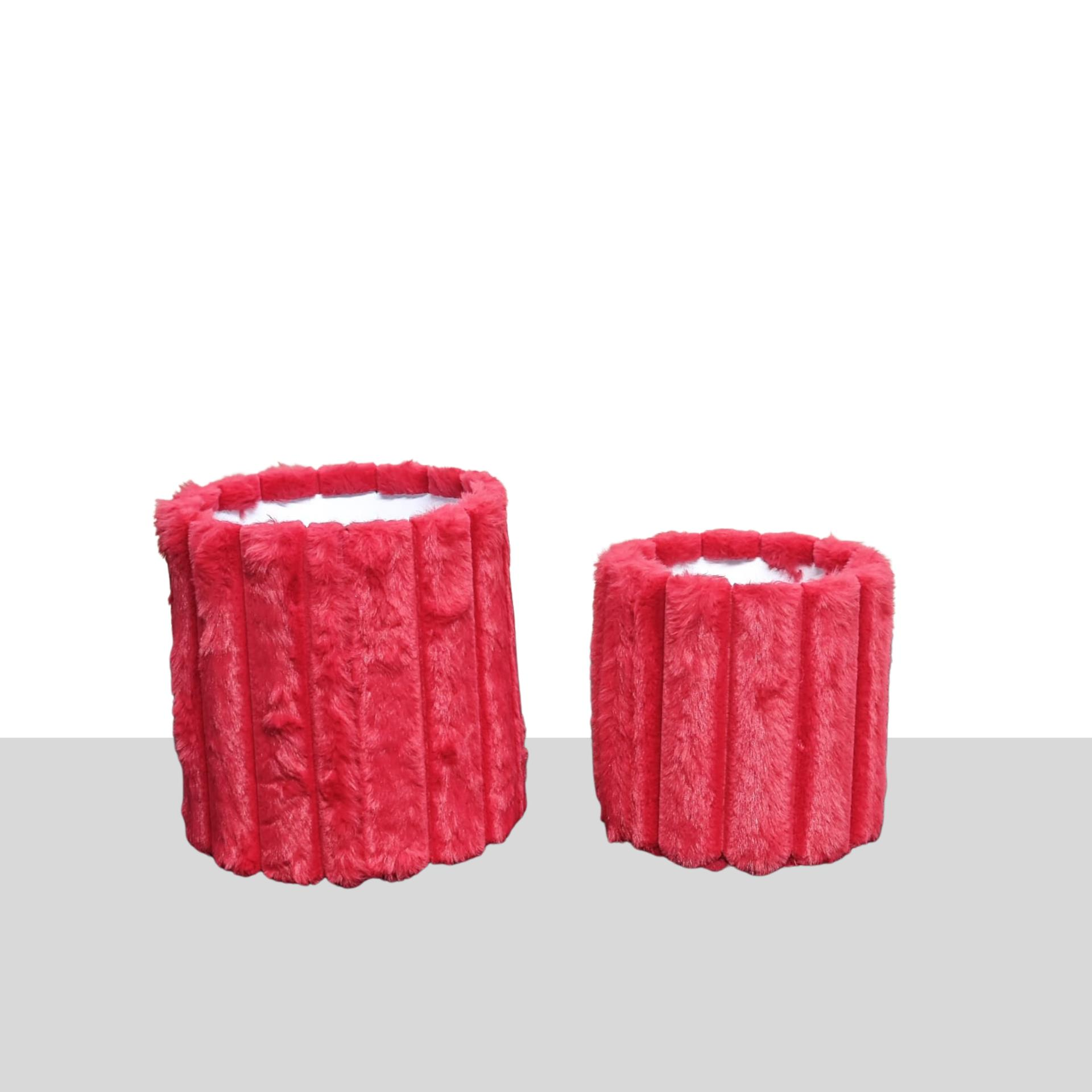 KUTU SİLİNDİR KAPAKSIZ KIRMIZI KADİFE 2 Lİ