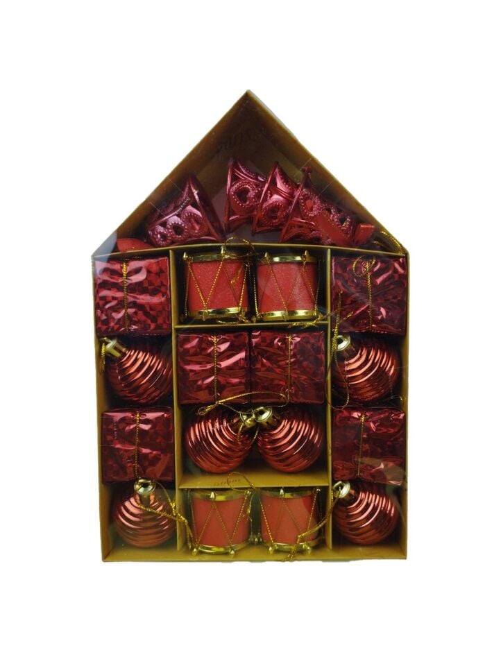 TOP SÜS 4 CM LÜX DESENLİ SİMLİ 20 Lİ KIRMIZI