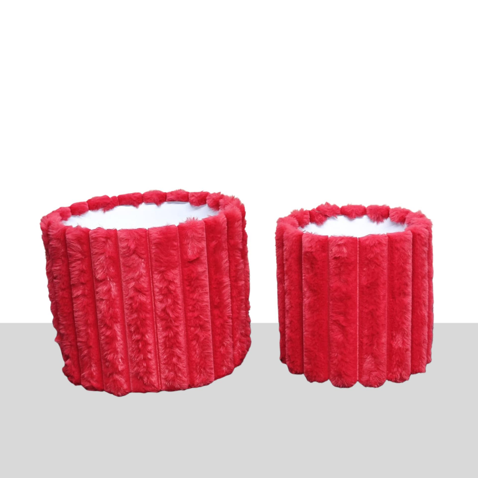 KUTU SİLİNDİR KAPAKSIZ KIRMIZI KADİFE 2 Lİ