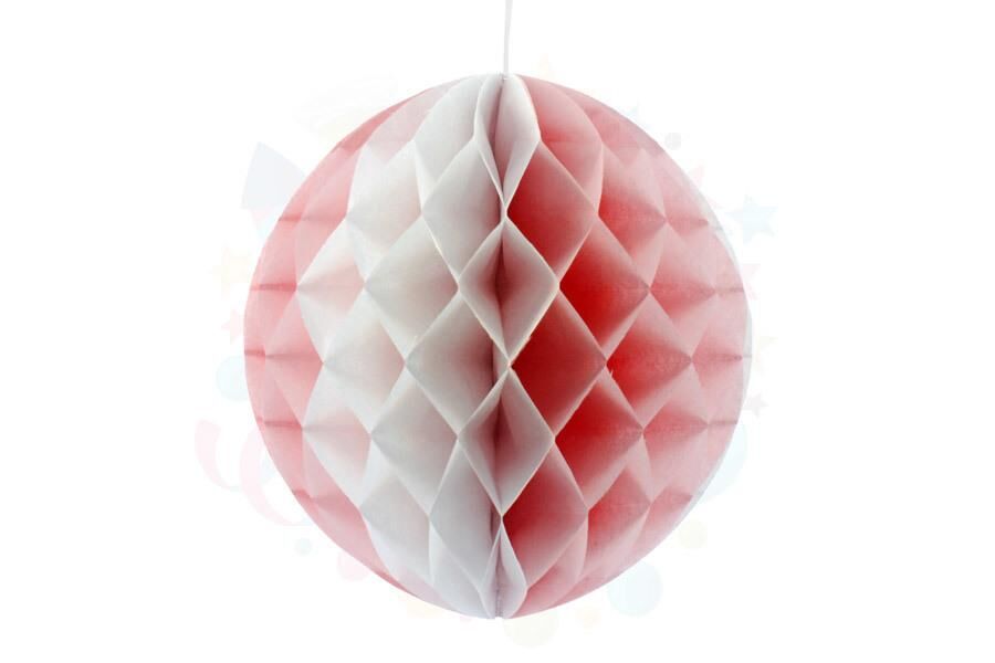 KAĞIT TOP SÜS PETEKLİ TEKLİ 30 CM PEMBE-BEYAZ