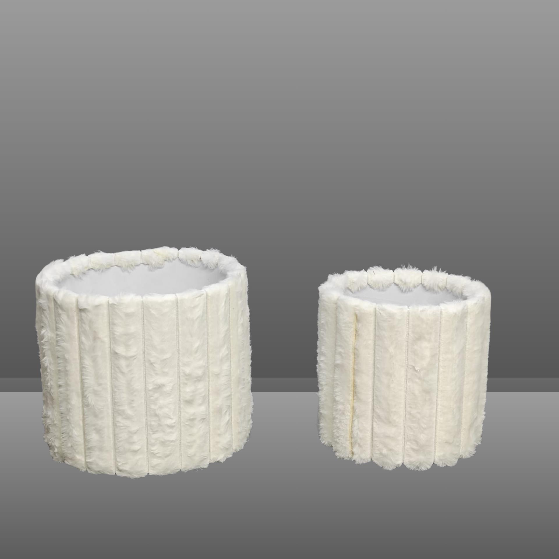 KUTU SİLİNDİR KAPAKSIZ BEYAZ KADİFE 2 Lİ