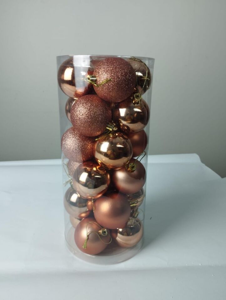 TOP SÜS 6 CM MAT-MET.-SİMLİ 24 LÜ ROSEGOLD