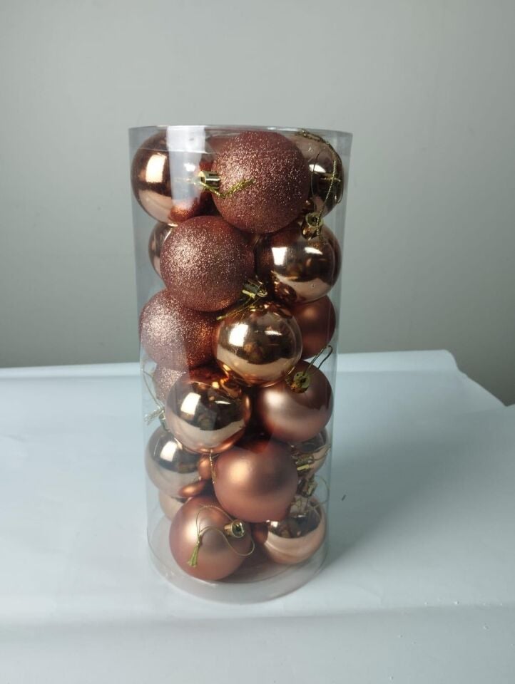 TOP SÜS 6 CM MAT-MET.-SİMLİ 24 LÜ ROSEGOLD