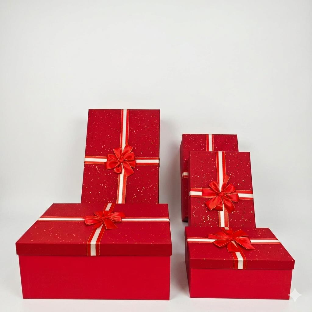 KUTU DİKDÖRTGEN 5 Lİ KIRMIZI ALTIN FİYONKLU