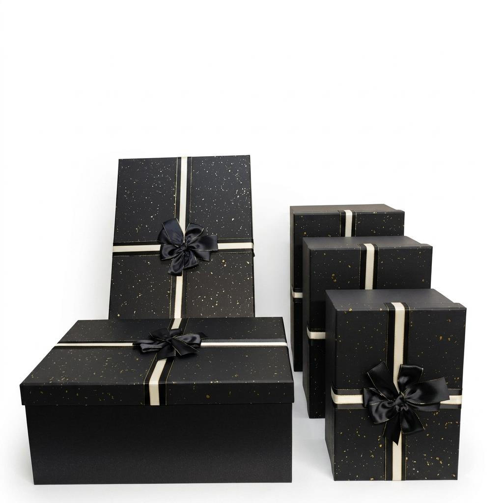 KUTU DİKDÖRTGEN 5 Lİ SİYAH  ALTIN FİYONKLU