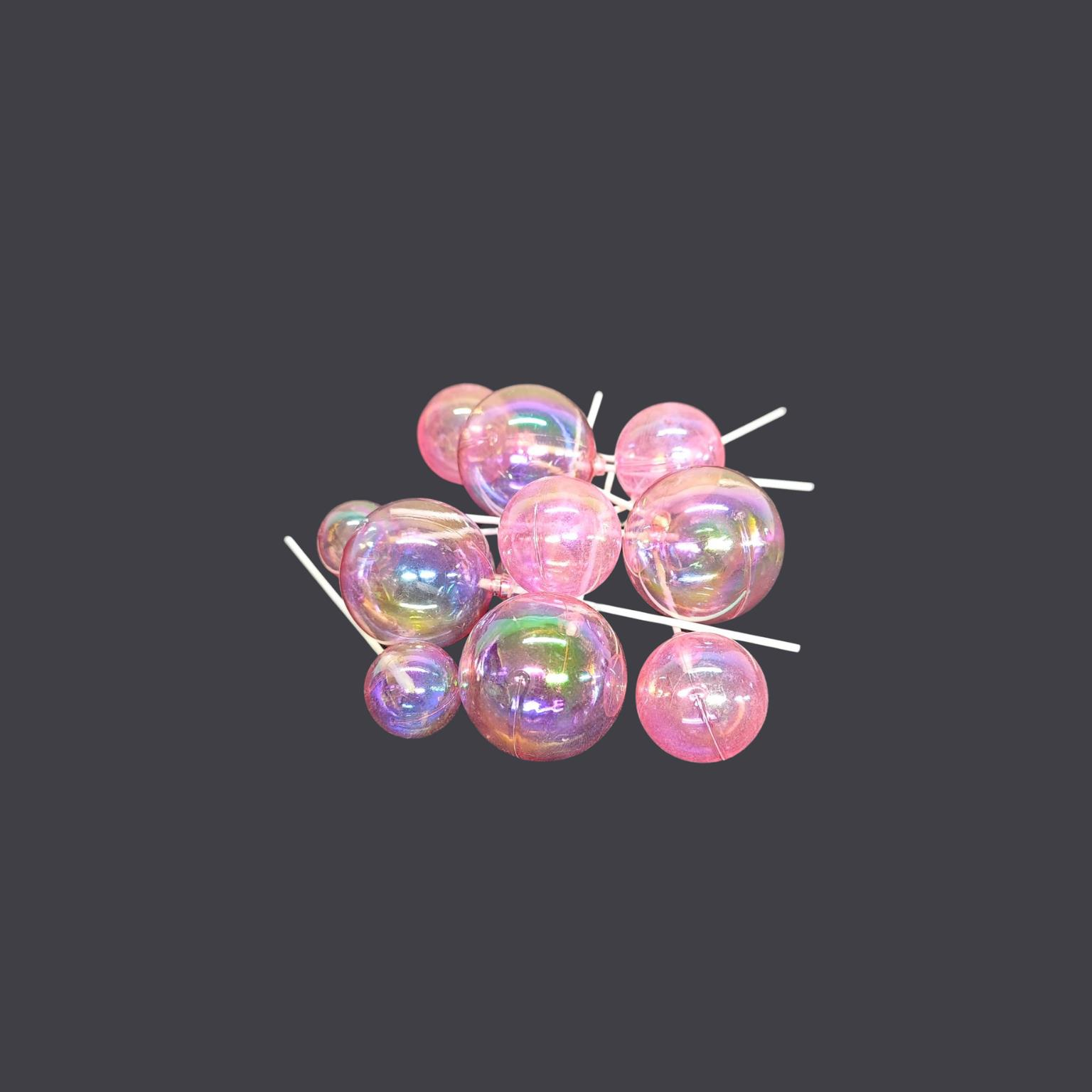 PASTA SÜSÜ BALON RENKLİ TOP PEMBE 12 Lİ